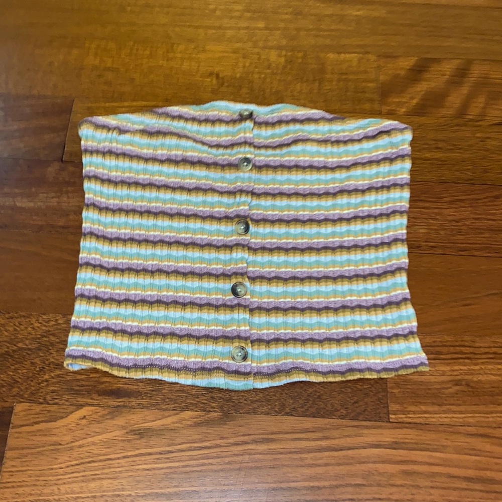 Blue, Purple, and Orange Crop Top with Buttons